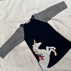 Jinxing 3/4T Toddler Girls Unicorn Long Sleeve Navy Blue Tunic Dress